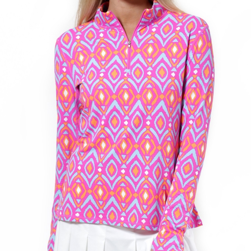 SolChill~SPIN IT PINK~ QUARTER ZIP TOP~ NWT~ UPF